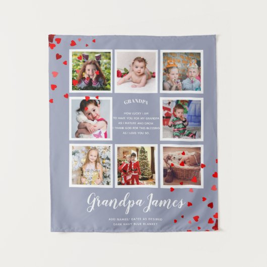 祖父の詩フォトコラージギフト孫からのギフト タペストリー (正面)