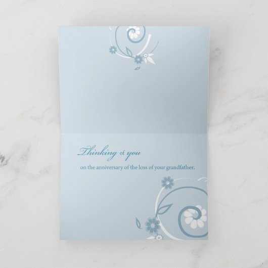 祖父の青い渦巻の損失の記念日 カード (内部)