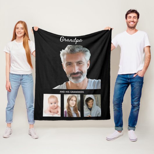 祖父の黒い孫の子供の写真 フリースブランケット (インサイチュ)