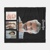 祖父の黒い孫の子供の写真 フリースブランケット (正面(横))