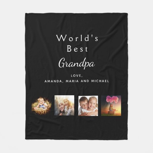 祖父の黒い家族の写真コラージュ フリースブランケット (正面)