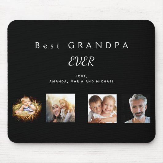 祖父の黒い家族の写真コラージュ マウスパッド (正面)