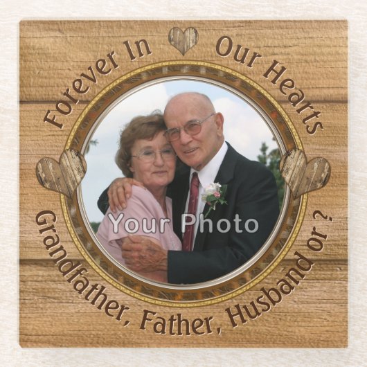 祖父を亡くすための個人の記念品 ガラスコースター (正面)
