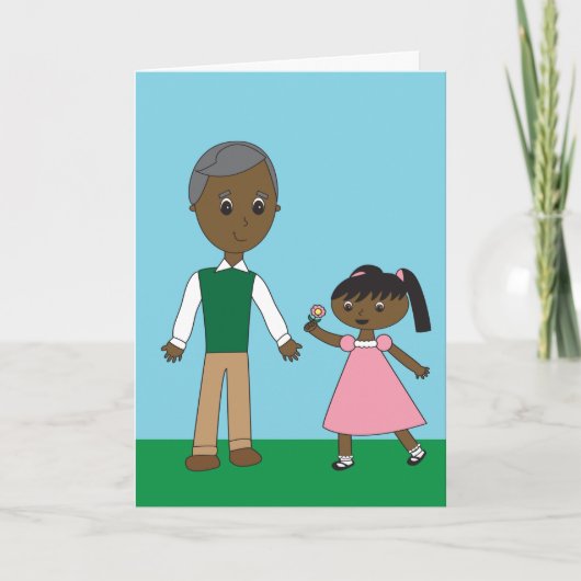 祖父アフリカ系アメリカ人の祖父母の日かわいい カード (正面)