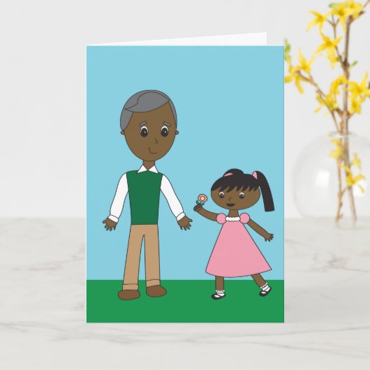 祖父アフリカ系アメリカ人の祖父母の日かわいい カード (黄色い花)