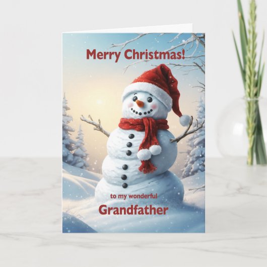祖父クリスマス雪だるま シーズンカード (正面)