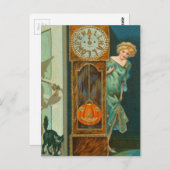 祖父クロックブラックキャットウィッチカボチャ ポストカード (正面/裏面)