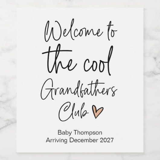 祖父クールクラブベビー妊娠の発表 ワインラベル (シングルラベル)