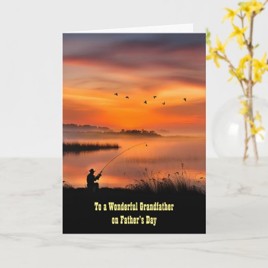 祖父グランドパハッピーファーザーズ魚釣り カード (黄色い花)