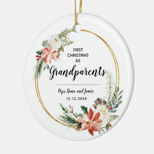 祖父パーソナライズされた母の初めてのクリスマス セラミックオーナメント (左)