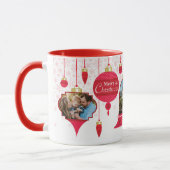 祖父レッドレトロオーナメントピンクスノーフレーク マグカップ (左)