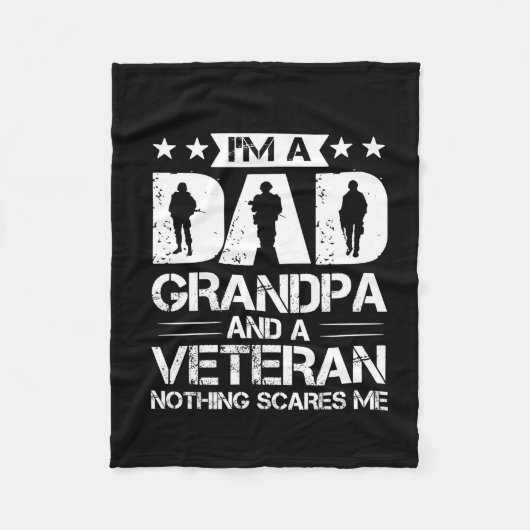 祖父引用文 |私はパパと退役軍人 フリースブランケット (正面)