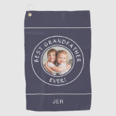 祖父最高のは常にゴルファーかわいい写真ギフトブルー ゴルフタオル (正面)