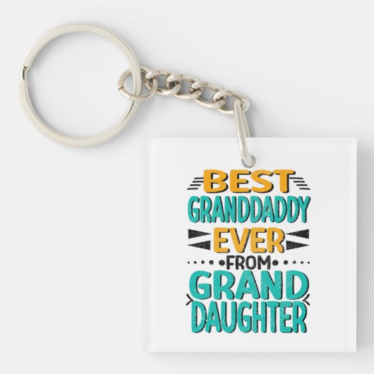 祖父最高の父Ever孫娘グリーンオレンジ キーホルダー (正面)