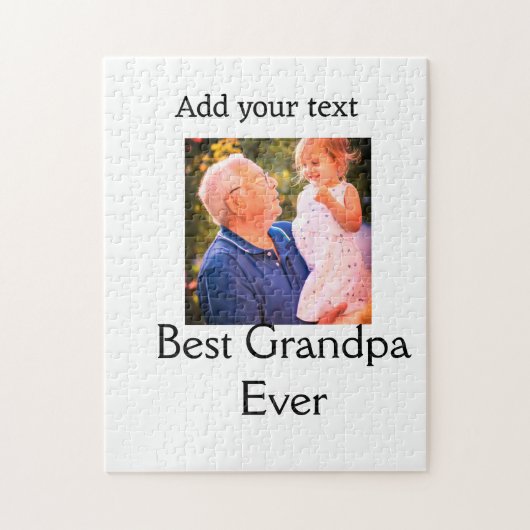 祖父最高の祖父の写真名ギフトテックス ジグソーパズル (縦)