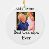 祖父最高の祖父の写真名ギフトテックス セラミックオーナメント (裏面)