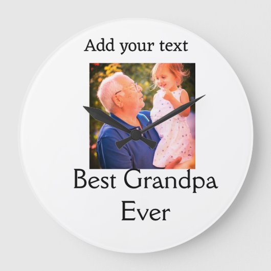 祖父最高の祖父の写真名ギフトテックス ラージ壁時計 (正面)