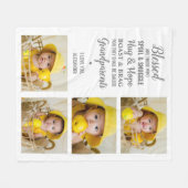 祖父母おばあちゃんの写真コラージュ フリースブランケット (正面(横))