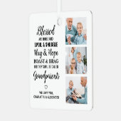 祖父母おばあちゃん詩カスタム3枚の写真 メタルオーナメント (正面左)