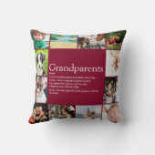 祖父母おもしろいモダンコラージュBurgundy クッション (裏面)