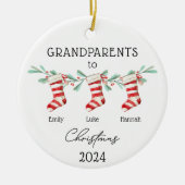 祖父母から孫へのクリスマスストッキング セラミックオーナメント (正面)