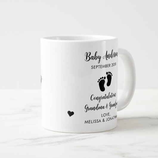祖父母から昇進して妊娠を明かす ジャンボコーヒーマグカップ (正面右)