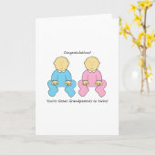 祖父母から素晴らし双子おめでとう カード (黄色い花)