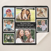 祖父母があなたを愛する8フォトコラージュ シェルパブランケット (正面(横))