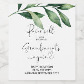 祖父母が再び妊娠を発表する親 ワインラベル (シングルラベル)