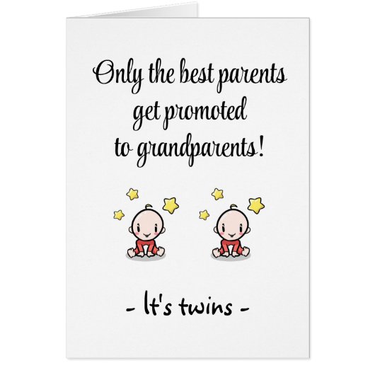 祖父母が双子のお祝いカード (正面)