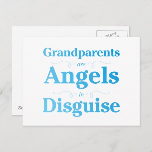 祖父母が天使の姿に変装 ポストカード (正面/裏面)