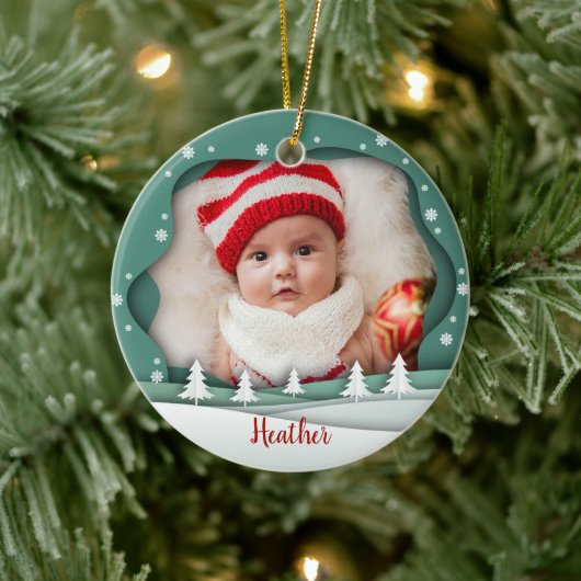 祖父母としてかわいいフォトフレーム初めてのクリスマス セラミックオーナメント (ツリー)