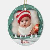 祖父母としてかわいいフォトフレーム初めてのクリスマス セラミックオーナメント (左)