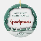 祖父母としてかわいいフォトフレーム初めてのクリスマス セラミックオーナメント (裏面)