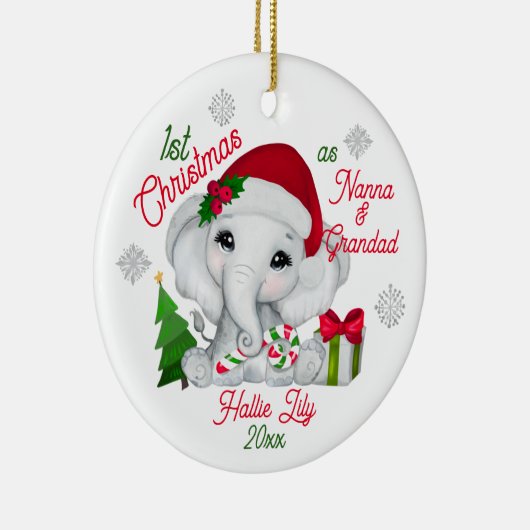 祖父母としてかわいい象としてのクリスマス第1回 セラミックオーナメント (右)
