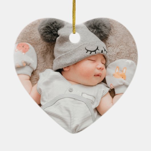 祖父母としてのハート型初めてのクリスマス セラミックオーナメント (裏面)