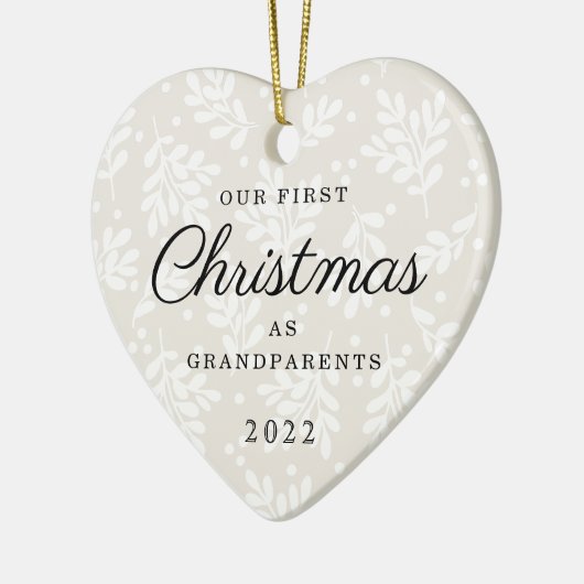 祖父母としてのハート型初めてのクリスマス セラミックオーナメント (左)