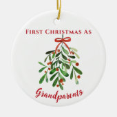 祖父母としてのミニマル初めてのクリスマス セラミックオーナメント (正面)