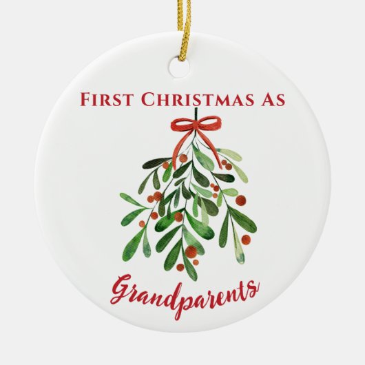 祖父母としてのミニマル初めてのクリスマス セラミックオーナメント (正面)