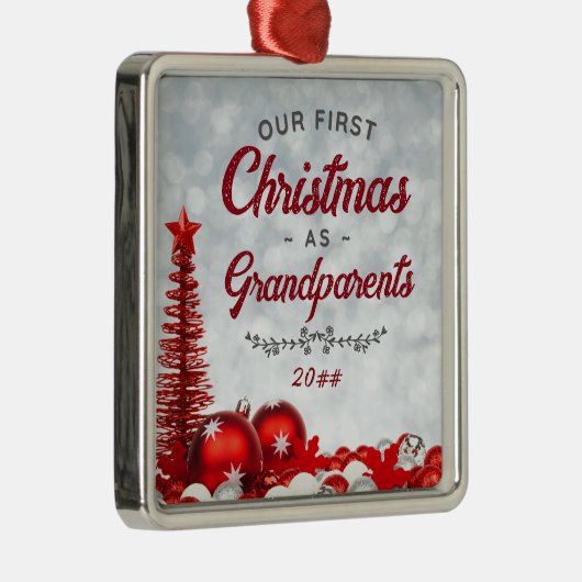 祖父母としての初めてのクリスマスが永遠に メタルオーナメント (右)
