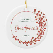 祖父母としての初めてのクリスマスパーソナライズされた セラミックオーナメント (裏面)