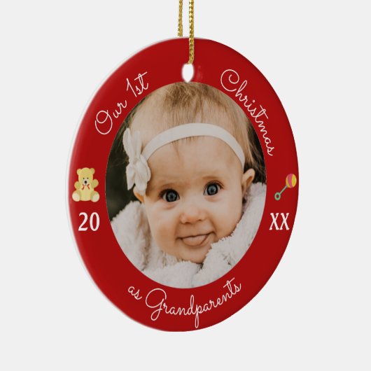 祖父母としての初めてのクリスマスフォトオーナメント セラミックオーナメント (右)