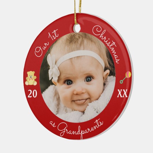 祖父母としての初めてのクリスマスフォトオーナメント セラミックオーナメント (左)