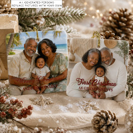 祖父母としての初めてのクリスマス2枚の写真 セラミックオーナメント