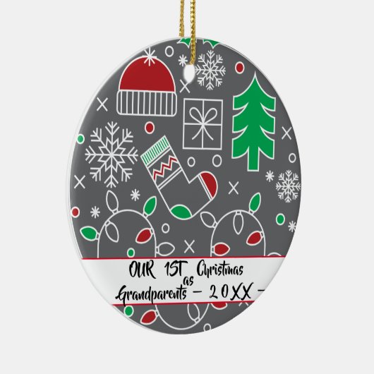 祖父母としての初めてのクリスマス セラミックオーナメント (右)