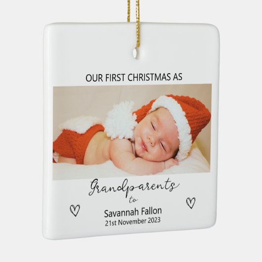 祖父母としての初めてのクリスマス セラミックオーナメント (右)