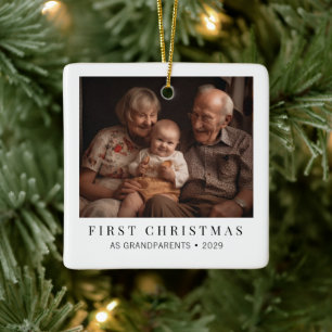 祖父母としての最初のクリスマス 写真入りクリスマス セラミックオーナメント