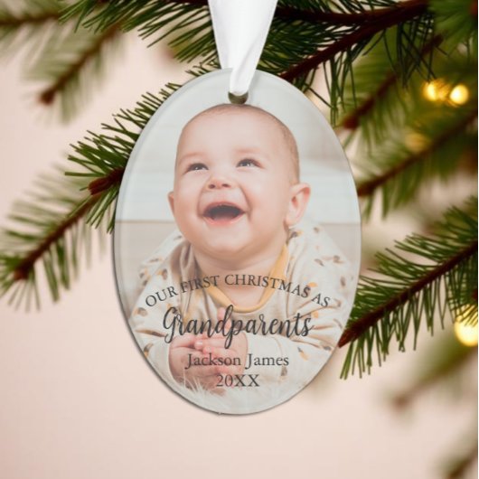 祖父母としての最初のクリスマス 赤ちゃんの写真 オーナメント