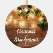 祖父母としての木と光の初めてのクリスマス セラミックオーナメント (正面)
