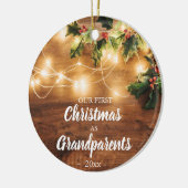 祖父母としての木と光の初めてのクリスマス セラミックオーナメント (左)